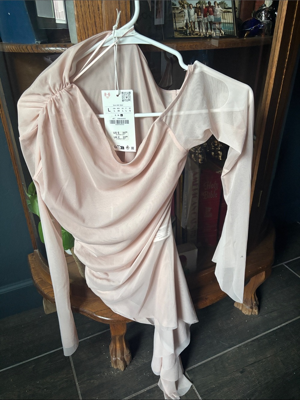 Blush Pink Draped Asymmetrical top